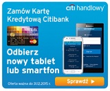 telefon lub tablet za kartę kredytową w Citibanku handlowy nagorda warunki promocja