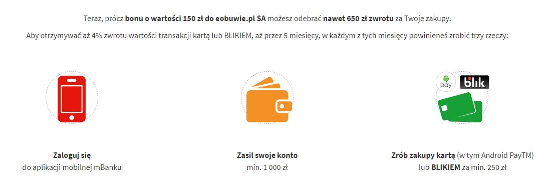 150 zł na eObuwie.pl i do 650 za płatności w mBanku