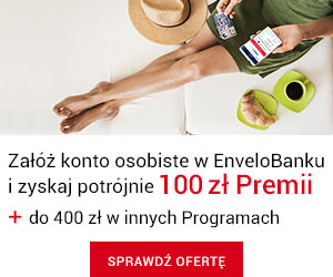 100 zł premii za konto osobiste w EnveloBanku