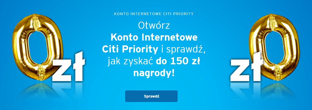 Konto Internetowe Citi Priority z premią 150 zł