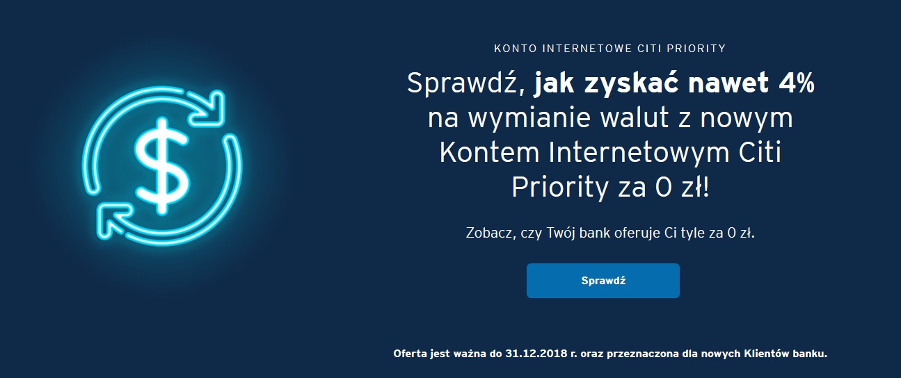 150 zł premii za Konto Internetowe Citi Priority + 100 zł za polecenie
