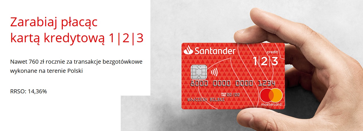 Karta kredytowa 1|2|3 w Santanderze ze zwrotem nawet 760 zł
