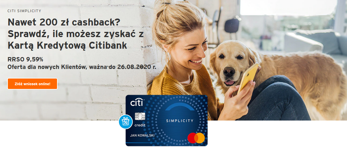 200 zł za kartę kredytową w Citibanku plus inne bonusy i promocje