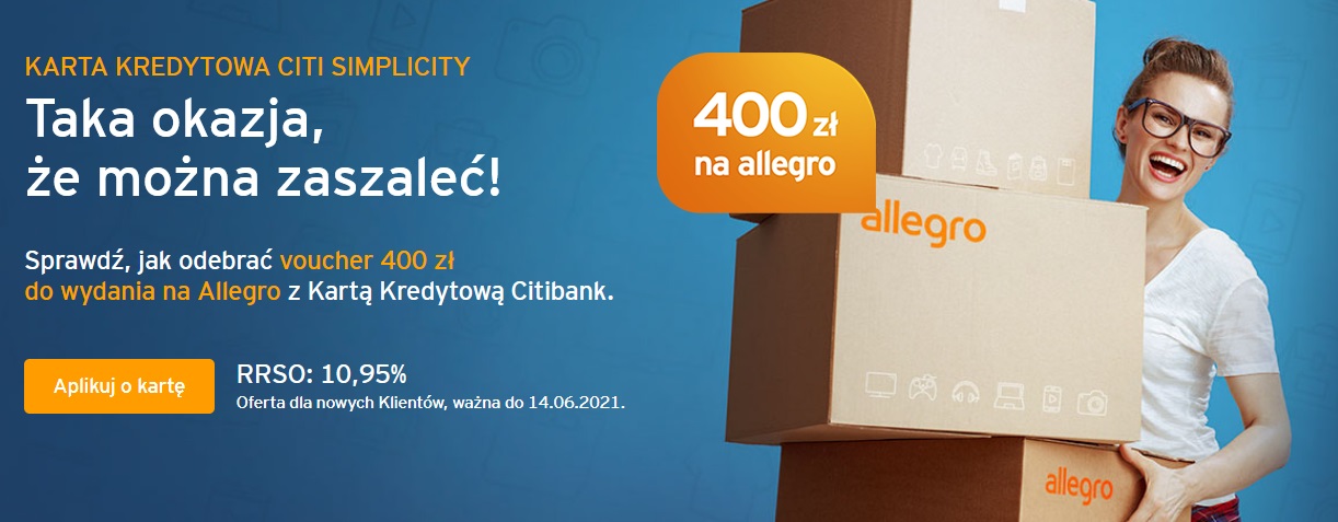 Ponownie 400 zł na Allegro za kartę kredytową w Citibanku