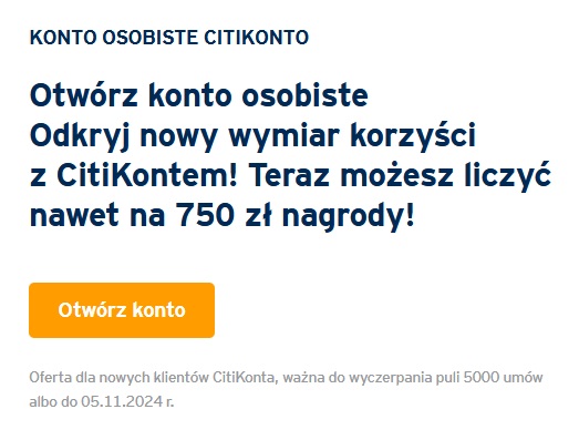 750 zł za konto w Citibanku