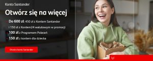 Nawet 800 zł za konto w Santanderze