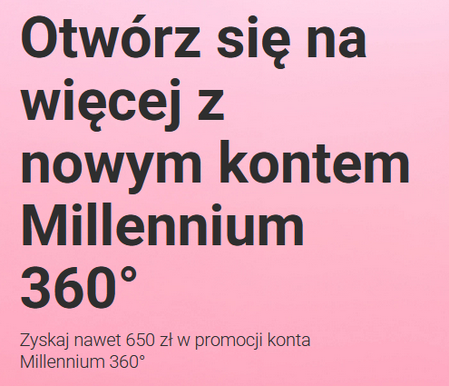 650 zł za konto w Banku Millennium