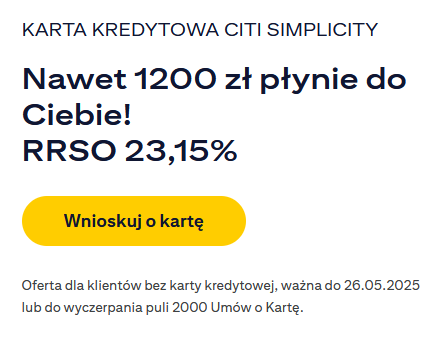 1200 zł za kartę kredytową w Citibanku